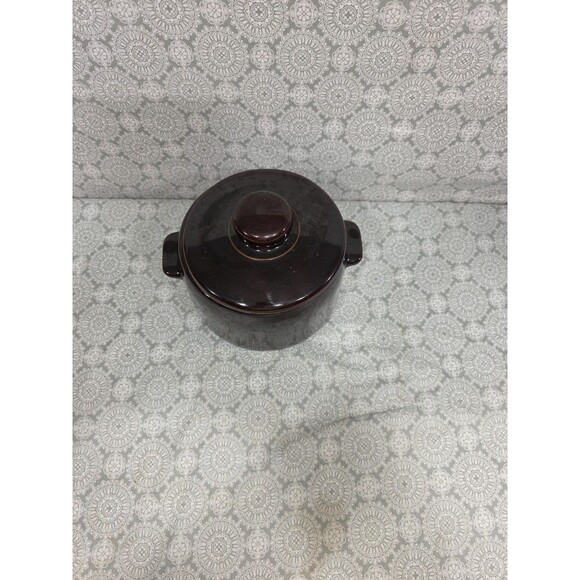 Vintage‎ Brown Stoneware Casserole Dish with Lid Kitchen Serving Baking Pot 5" - Picture 2 of 4